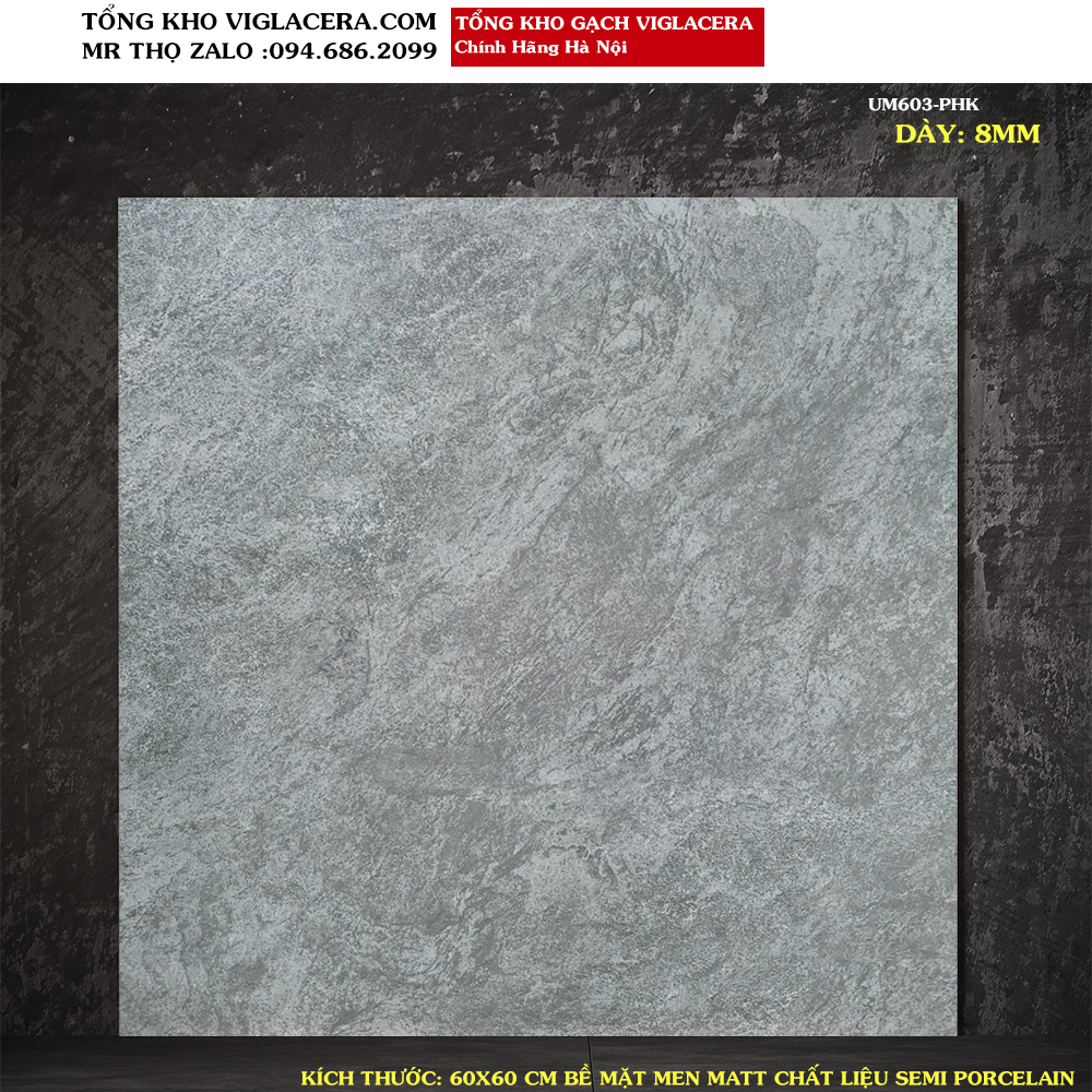Gạch lát nền Vân xi măng Viglacera 60x60 UM603 Loại A1